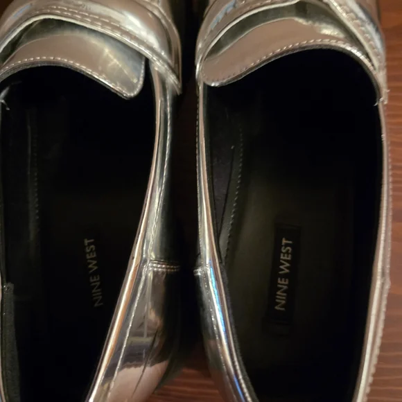 Nine West Shimmering Silver Loafers - Picture 3 of 7